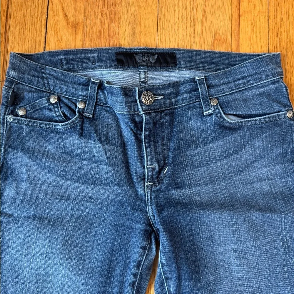 Rock & Republic Y2K Dark Blue Low Rise Boot Cut Embroidered Premium Denim Sz 30 - Picture 4 of 5